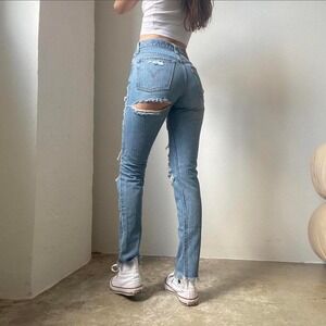 Vintage Levi's 501 High Rise Distressed Slim Straight Jeans Size 25